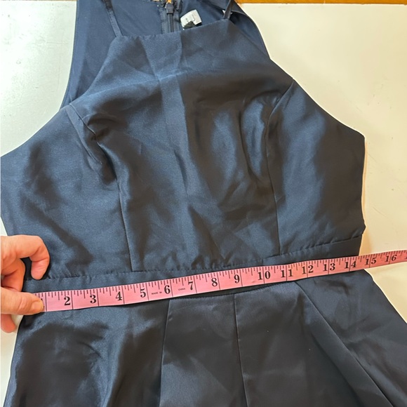 Lulus NavyBlue Broadway Show High-Low MidWeight Taffeta Construction Gown NWOT M - Picture 6 of 16